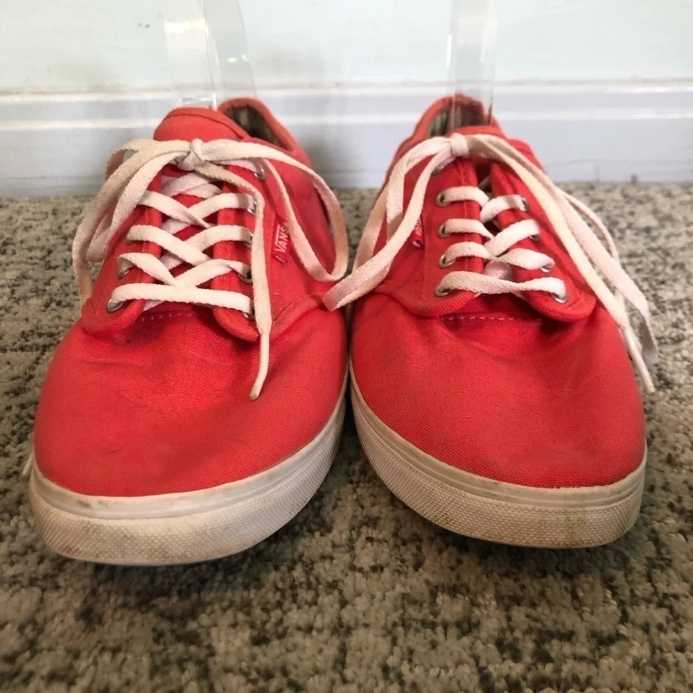Vans Canvas Low Top Coral Lace Up Sneakers Size 9.5
